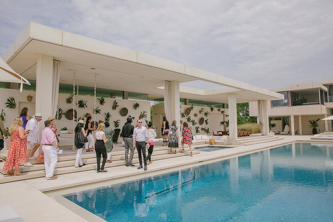 The outdoor living area of Kelly’s home includes a series of cabanas and an infinity pool overlooking the ocean.
