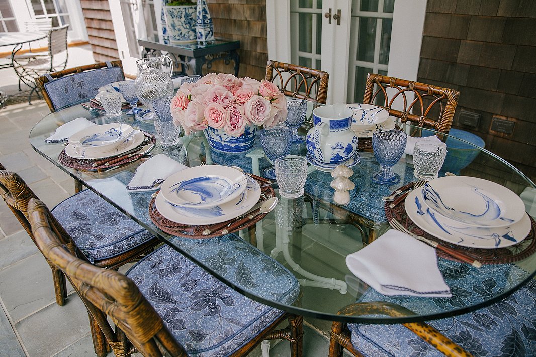 Just a smattering of Alex’s collection of blue-and-white tableware.
