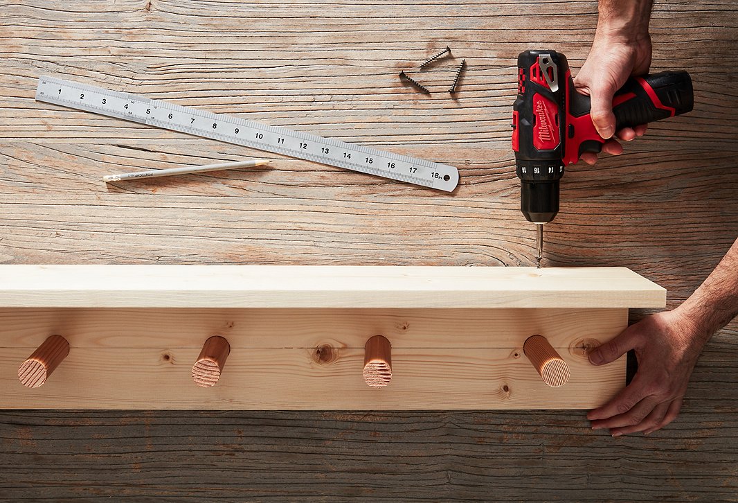 How to Build a Peg Rail Shelf - White and Woodgrain