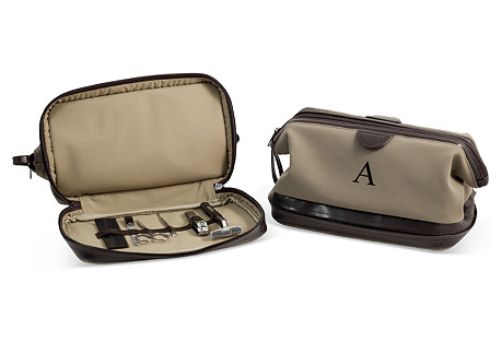Travel with One Kings Lane mens suede toiletry bag