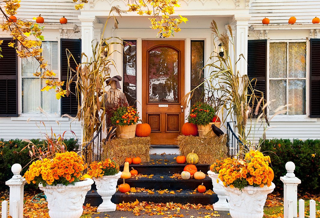 A front door decked out in fall finery. Photo by Brian Jannesen