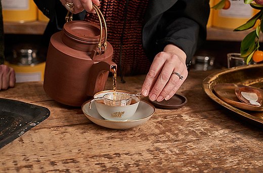 Step 3: Unless the tea comes with different instructions, steep for 3-5 minutes. Set a timer on your phone or do whatever you can to prevent oversteeping. If pouring tea out of a teapot for a crowd, put the strainer over each cup so that the leaves don’t escape.
