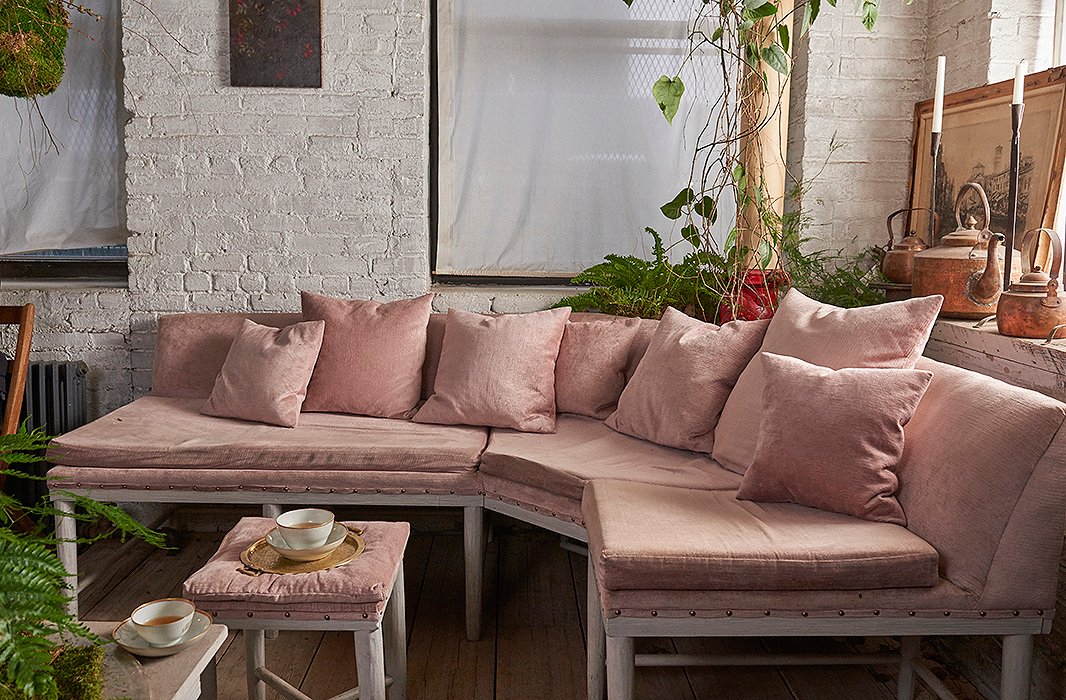 Tucked into a corner of Bellocq’s atelier is this pink room, where clients sit and sip tea while their purchases are being wrapped. It’s a hideaway from the outside world: “People come here for a little peace—or sometimes to break up with their boyfriend,” says Heidi.  
