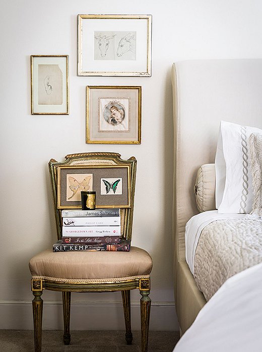 A shield-shape back gives this petite Louis XVI chair a sense of presence. Fluted details on the chair legs and frame reflect the era’s neoclassical flavor. Photo by Lesley Unruh.
