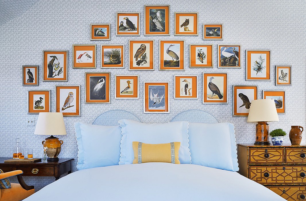 Pops of orange bring a lively twist to the all-American decor in Twin Farms’ Hillside suite.
