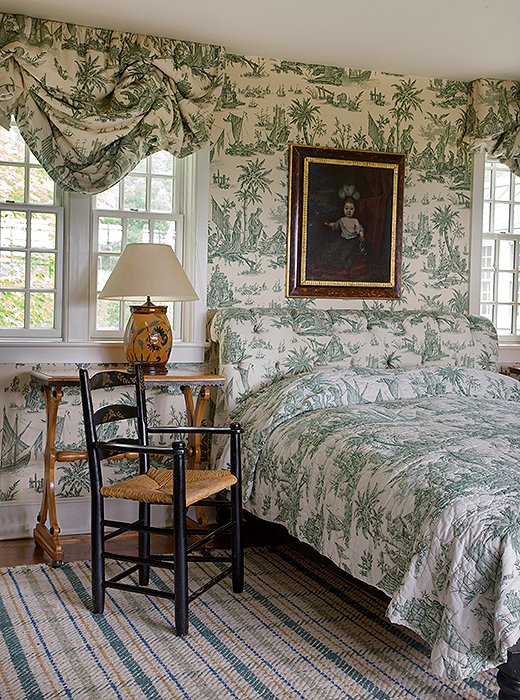 Historic charm abounds in the cozy Guest Room at Twin Farms.
