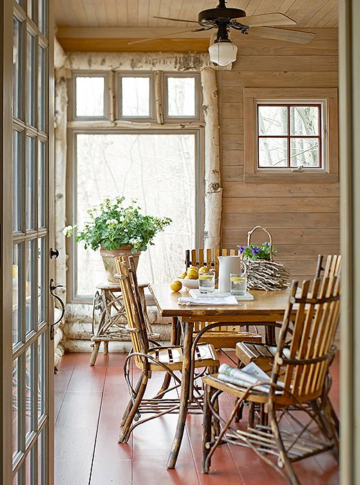 Birch-trimmed windows with views of rolling fields… We’ll take our breakfast right here, thanks.
