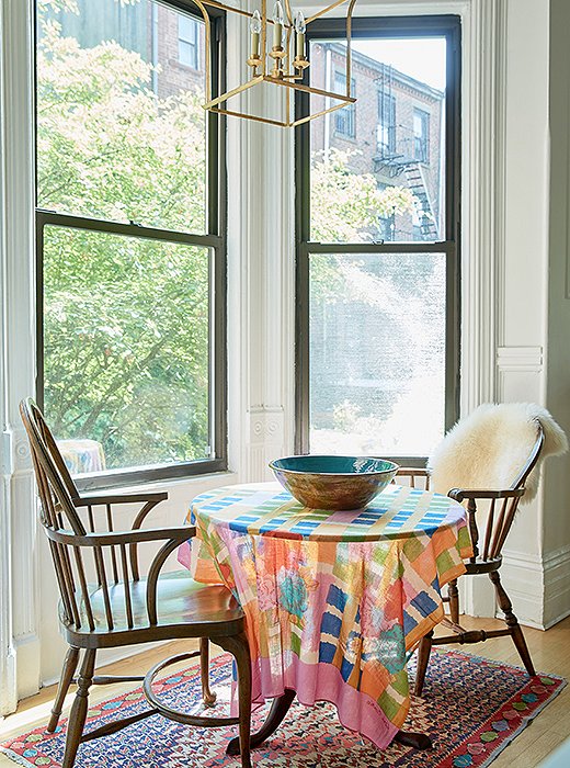 Our breakfast nook, across from the kitchen, pre-plants. The space has the slightly awkward lines of a bay window, and I struggled with how to integrate it into the rest of the kitchen. The idea of a kitchen garden—even one that only loosely followed that definition—seemed just right.
