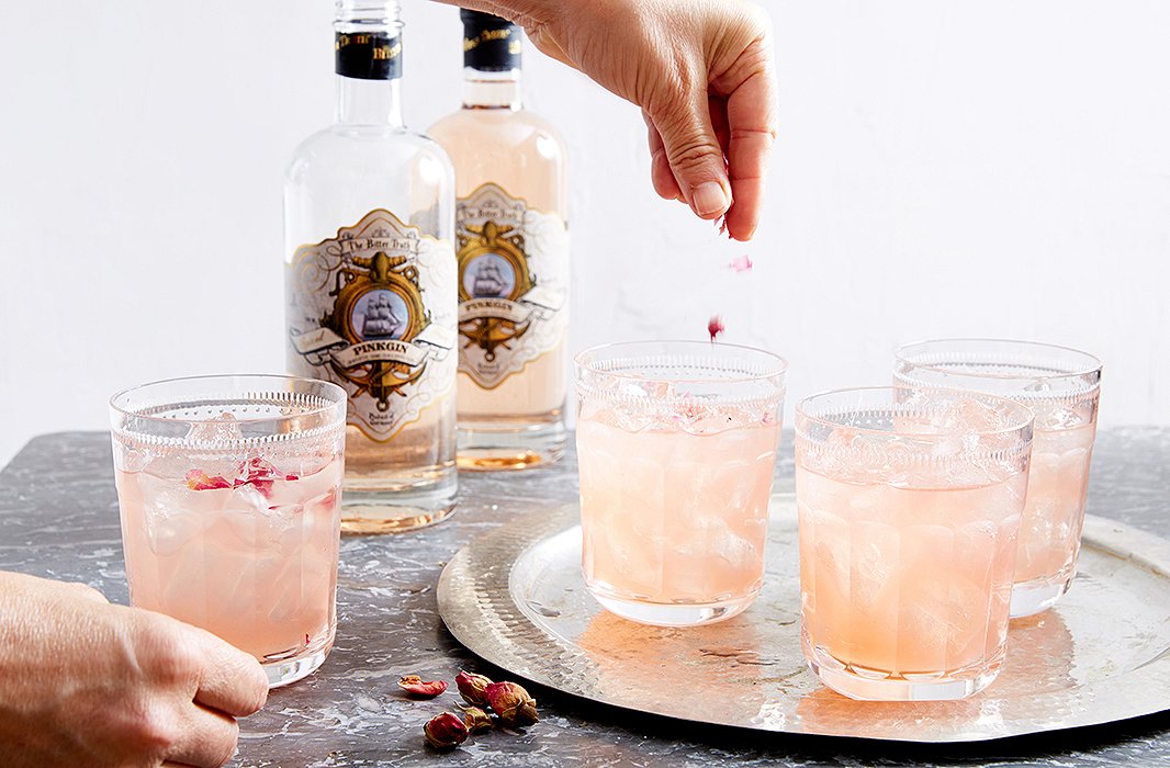 Dried rose petals were sprinkled into Camilla’s cocktail as a romantic garnish.
