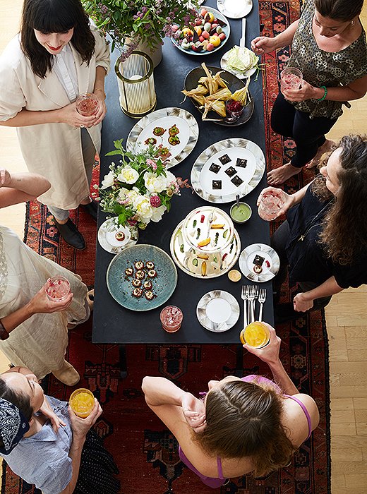 Appetizers were set out buffet-style on Camille’s dining table so that guests could easily help themselves.
