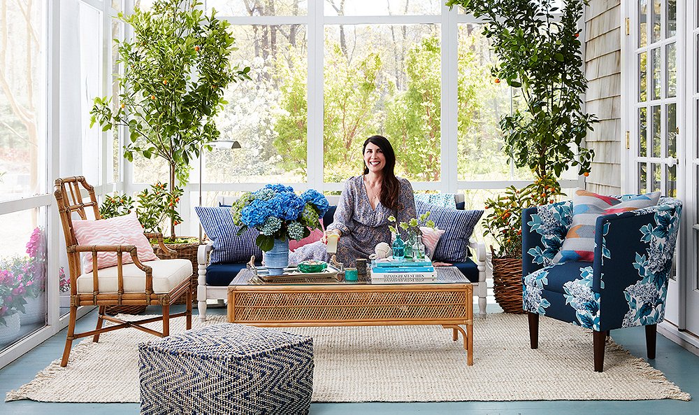 Inside Estee Stanley’s Vibrant and Preppy Hamptons Porch Makeover