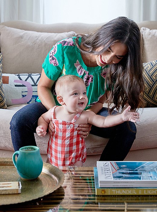 With eight-month-old Ezra growing rapidly, functionality is important to Kate and husband Cody. She wanted to create a space where she could “get down on the floor and play,” as well as the ability to keep the house quiet. “There are cracks and gaps in every door” of her 100-year-old house, so the latter endeavor isn’t so easy, but Kate nonetheless loves living in a home with history: “I love thinking about how many people have lived here before us and what they did and where their lives have taken them.”
