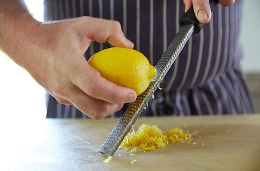 Greg calls the microplane zester “the greatest kitchen invention of the last 20 years.” Sold. All this good zest, along with the herbs, imparts a subtle but real flavor.
