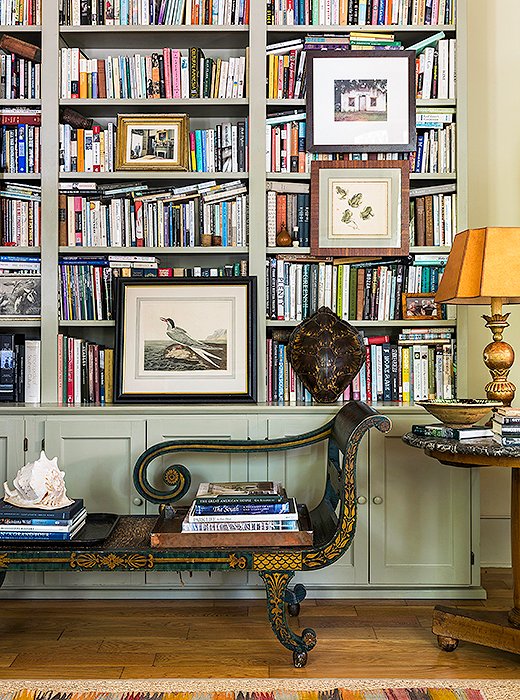 “No house or apartment is complete without a ton of books,” Julia says. Her living room library is brimming with cookbooks and decor books. “A great many of my friends are writers, so I have all their books. There’s no way I could ever name a favorite book, but it makes me feel very happy to have them around.”
