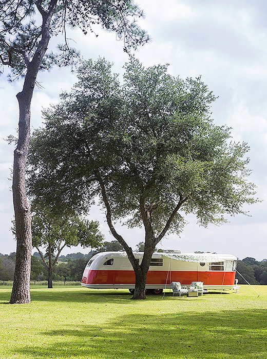 Bailey bought the trailer on eBay “for a song” before they found the farm and spent two years revamping it. “It’s the perfect little guesthouse for overflow guests,” she says. “People actually fight over who gets to stay in it!”
