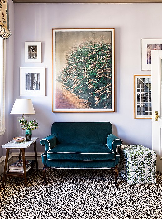 Soft light gives lilac-toned walls a dreamy, changeable vibe in the NYC home of designer Katie Leede. Photo by Lesley Unruh.
