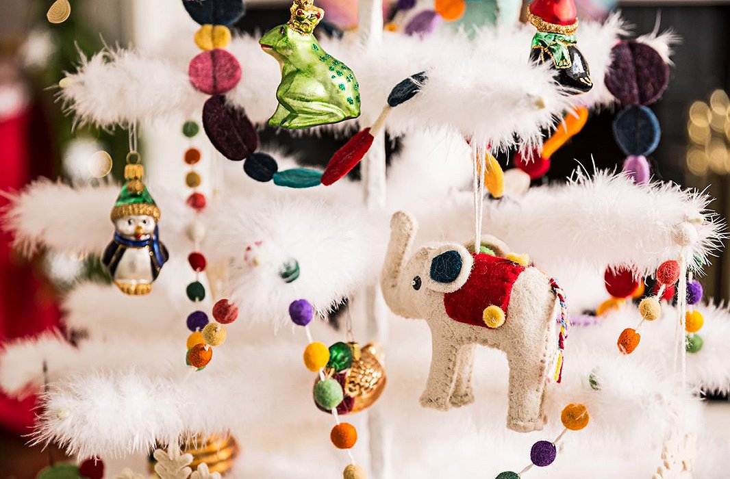 Felt ornaments are not only unbreakable (a perk for households with little ones, notes designer Bunny Williams), but they also make for a colorful, nostalgia-filled display.
