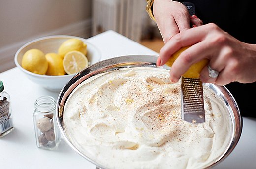 The scent of fresh lemon zest and fresh nutmeg—a subtle whirl of citrus and spice—places this dish firmly in the winter holiday season.
