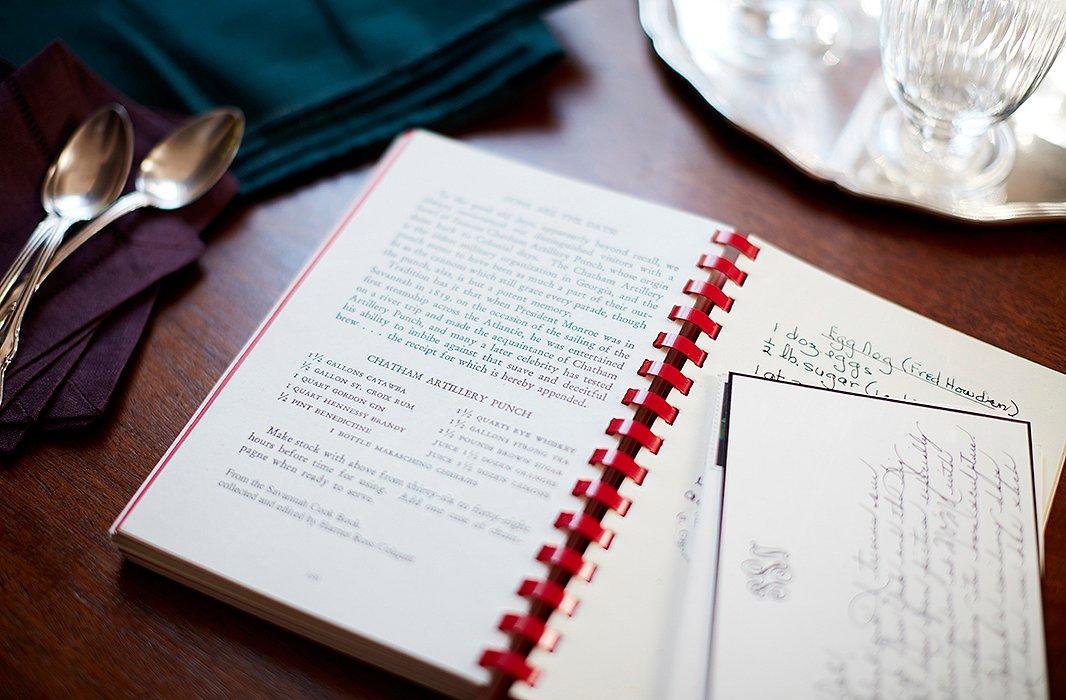 An early recipe for this punch in a cookbook that my mother-in-law, Sylvia, sent up north to me. Along with recipes are some notes in her inimitable handwriting.
