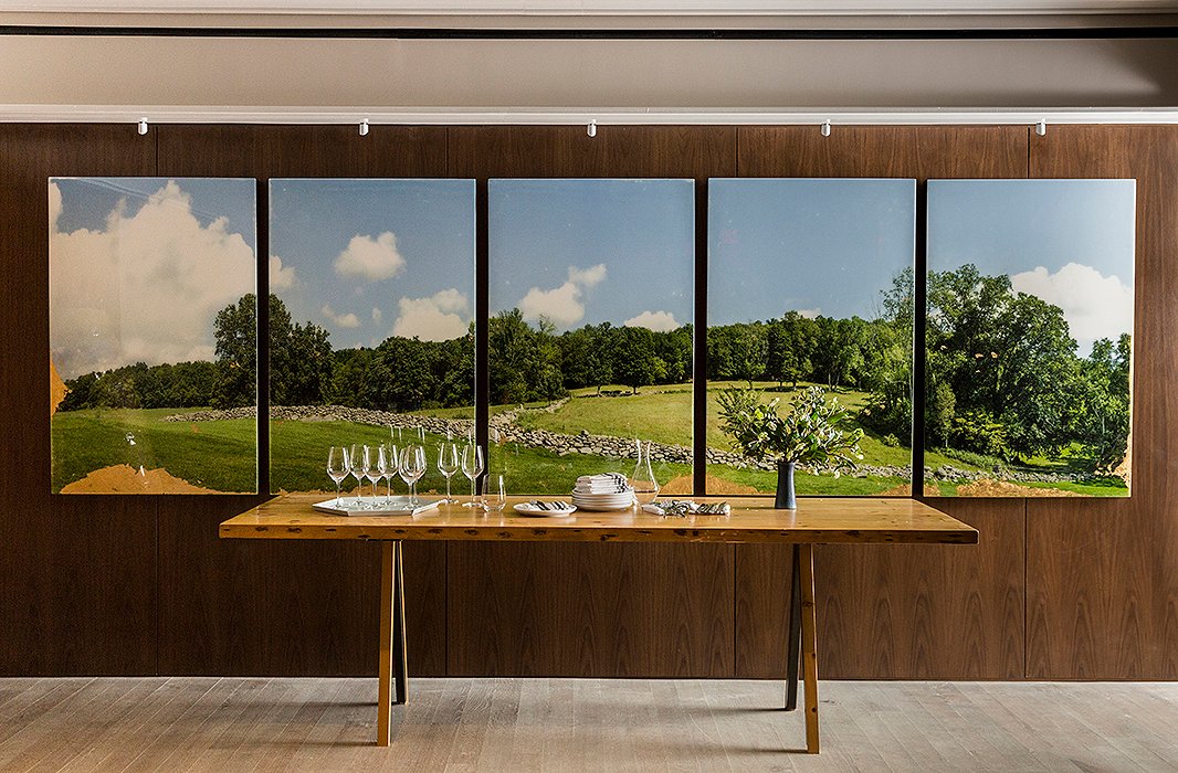 The chef collaborated with photographer Christine Flynn on the landscape in the downstairs private dining room.
