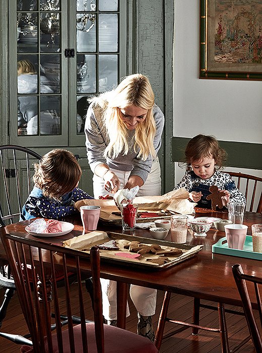 Zanna and the girls set to work around the antique dining table, which came with the home. “Goodness knows how old that table is!” Zanna says. “The lovely ladies who used to own [the house] said we could keep it because it felt right to keep it with the house.”
