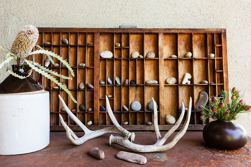Stansfield uses flowers in a lot of her vignettes around the home. “I go to the flower market every two weeks, but I gravitate to stuff that dries beautifully,” she says.
