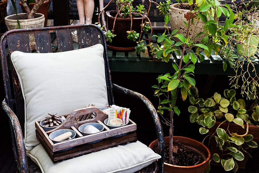 To make every space inviting, keep good, comfy seating on hand. Swap old cushions out for new plump ones, as Stansfield did with this vintage metal chair.
