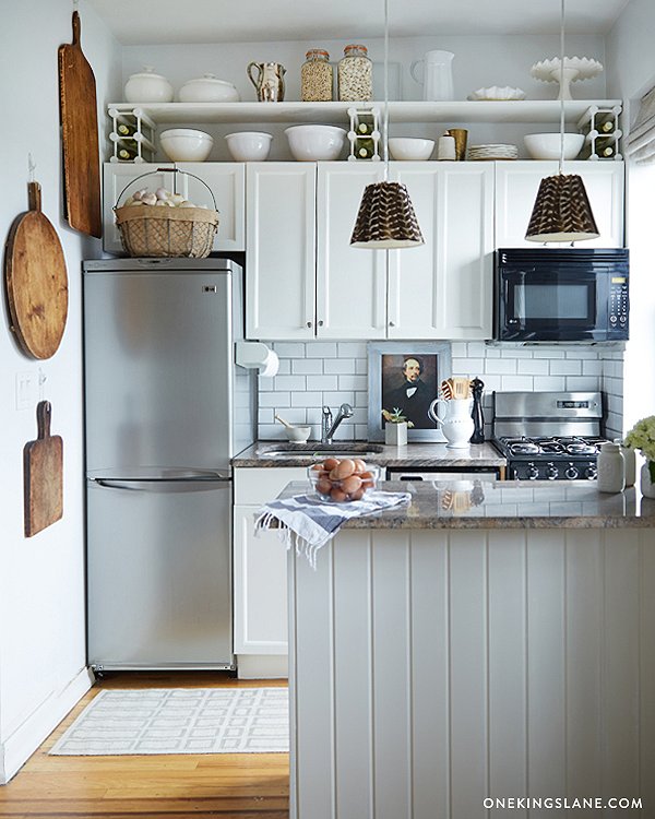 Shelves on top of cabinets from One Kings Lane