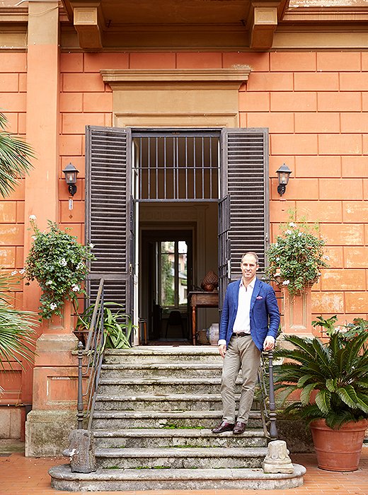 Peter on the steps to the garden behind the villa, which spans a hectare (just shy of two and a half acres).
