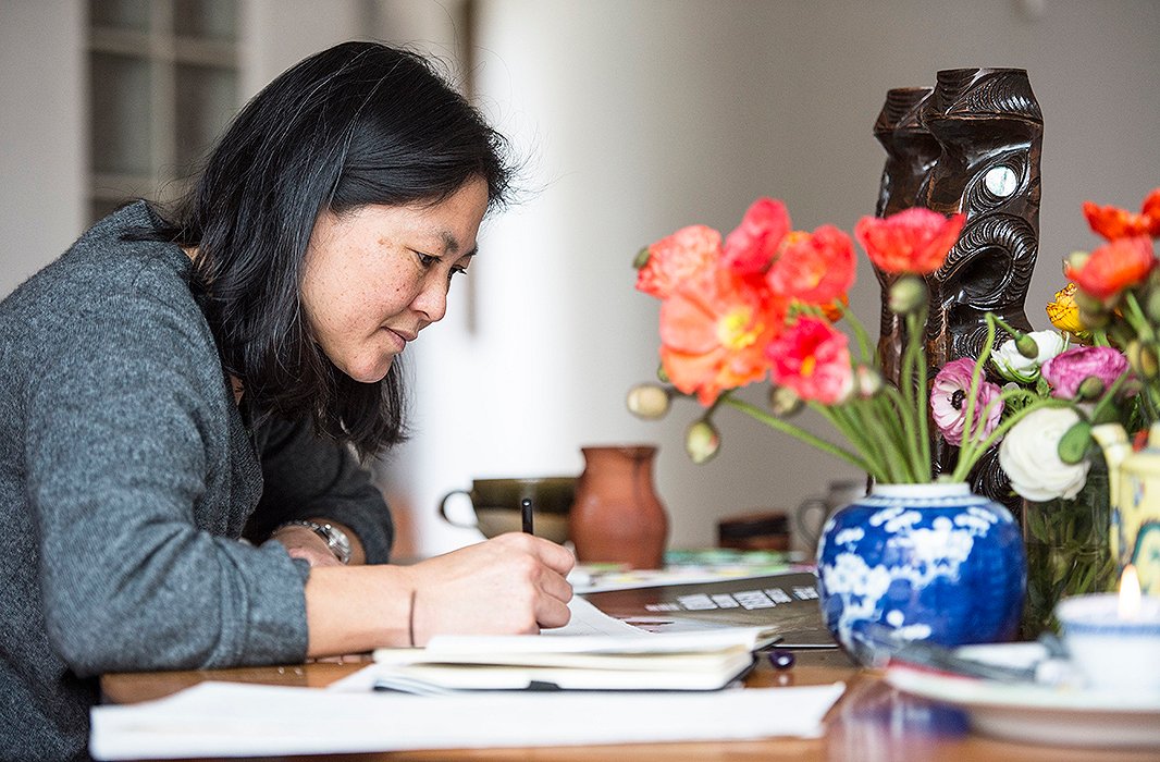 Artist Gabby Malpas at work. Photo by James Morgan for Tourism New Zealand.
