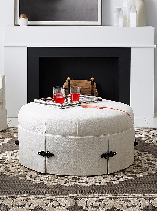 A stylish (white!) ottoman with stain-resistant superpowers; find it here.
