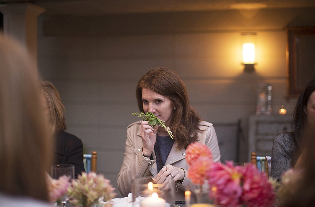 Guests took in the refreshing scent of the herb bundles at their place settings as dinner was served.
