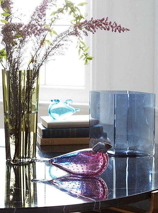 Iittala’s Toikka birds and Aalto collection are mouth-blown by expert craftsmen. 
