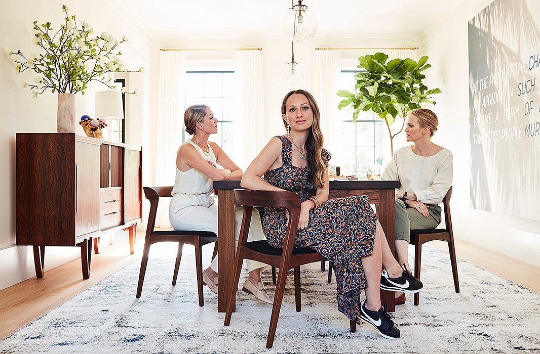 “Not only are Emily and Louisa brilliant designers, but they’re such good friends,” says Jennifer, sitting here in her new dining room. “In the future, you will see me, Emily, Louisa, and many other people at this table having dinner, drinking, and hanging out for hours and hours.”
