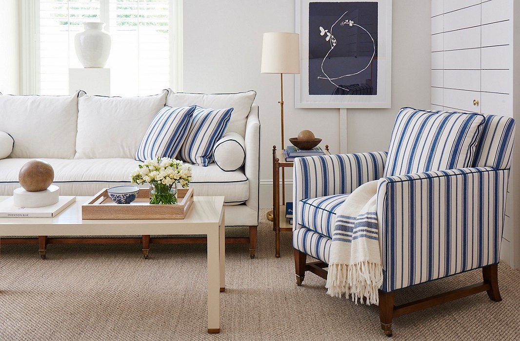 Mark’s Brentwood collection has an airy feel, with streamlined silhouettes and plenty of stripes.
