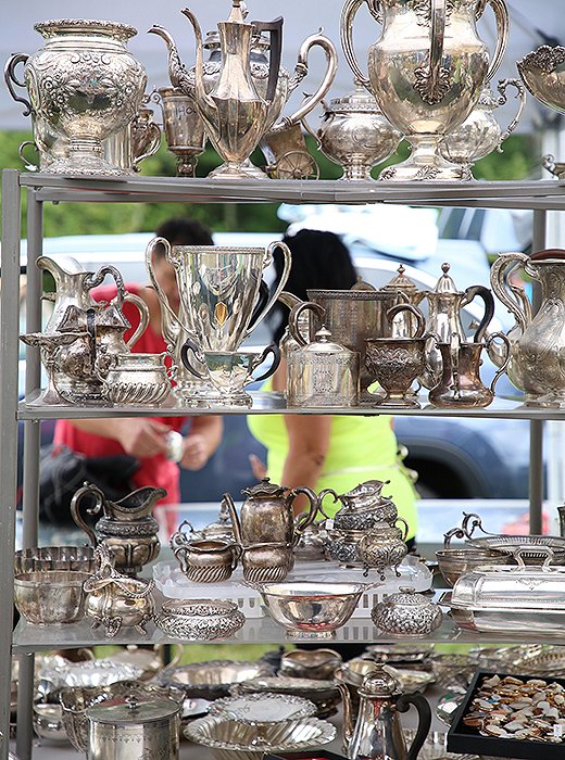 Silver, especially true sterling, is a top-seller at antiques markets thanks to its timeless appeal. Don’t be afraid to buy a tarnished piece, which you can easily polish up at home.
