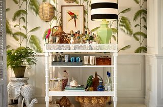 Rolo Rattan Petite Bar Cart