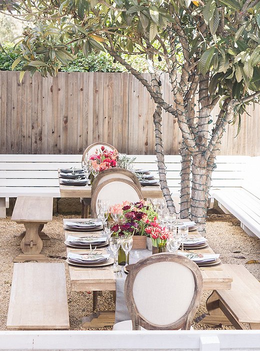 A table set by Alice for a private event at the Montecito Country Mart.
