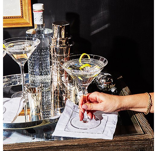A crystal martini glass makes any drink more festive.
