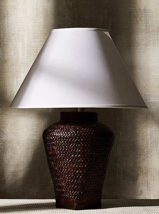 Available in three hand-rubbed finishes, the Positano lamp features a gorgeous basket-weave design fashioned in sturdy cement.

