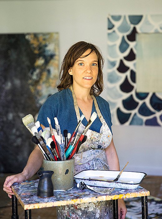 Artist Caroline Wright in her studio.
