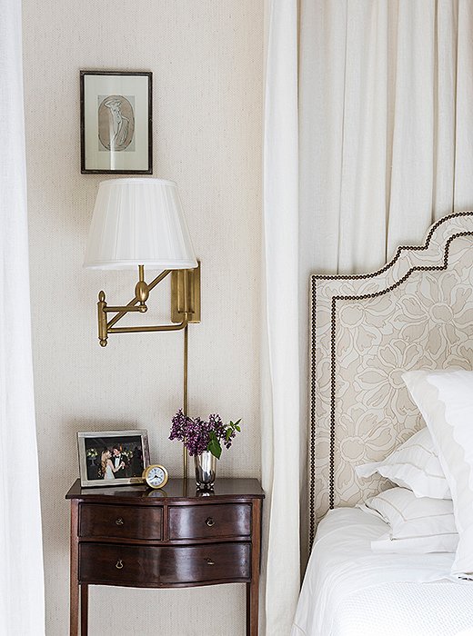 CeCe decked out the master bedroom in one of her favorite color palettes: a tonal mix of white and cream. The result is a restful escape in the heart of the city.
