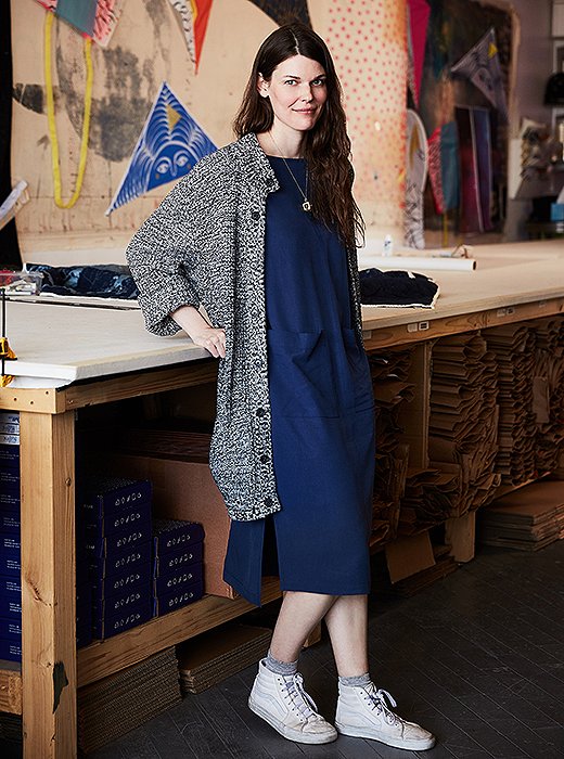Founder Emily Fischer in Haptic Lab’s Brooklyn headquarters. 
