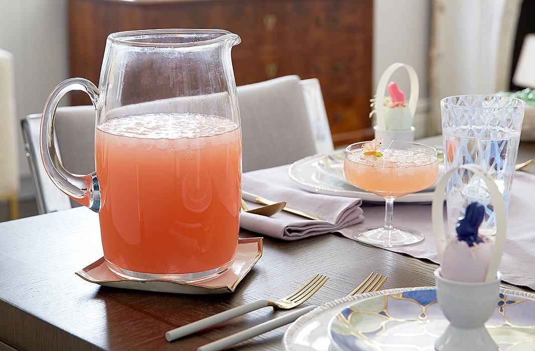 Why not carry the springtime palette through to your cocktail? Mix gin or vodka bases with Ruby Red grapefruit juice to produce a peachy-pink hue. Time-saving tip: Stir up a batch before guests arrive, then pour into glasses.
