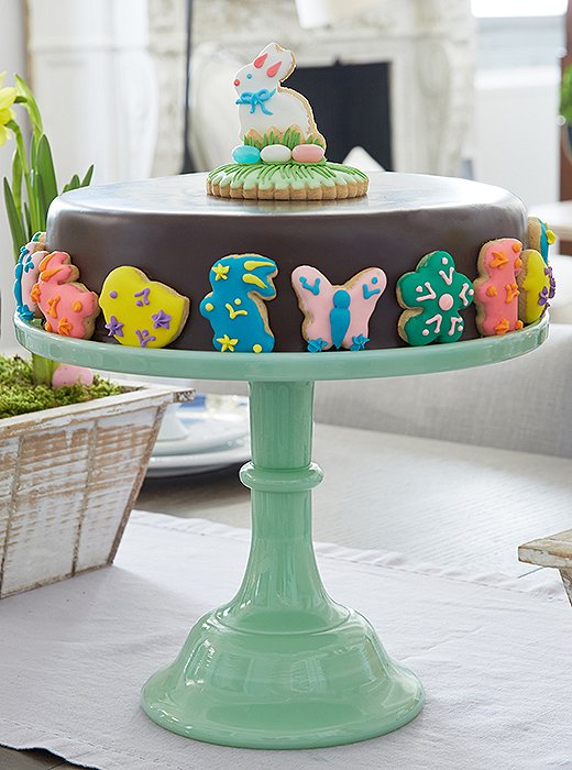 Dylan embraces classic Easter motifs, dreaming up cookies shaped like flowers, butterflies, chicks, and rabbits. We love that the cookies can turn even the simplest cake into a showstopping dessert—just attach them with icing.
