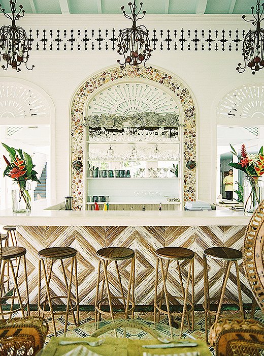 A bar at the Playa Grande Beach Club, which Celerie designed along with a series of small houses in the Dominican Republic and which she describes as a once-in-a-lifetime dream project. Photo by Patrick Cline.
