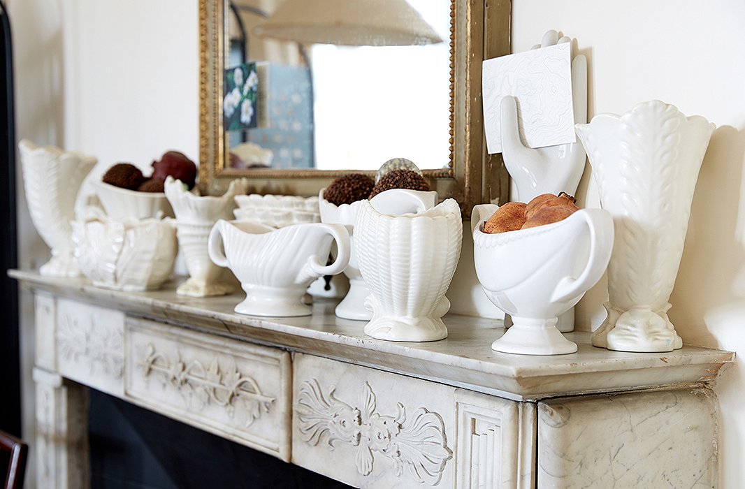 Peter adores white vases designed by Constance Spry, whom he describes as “the Martha Stewart of 1920s England.”
