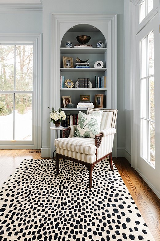 Erin shows her love of animal prints with multiple rugs in this collection, including Woodland Cheetah. 
