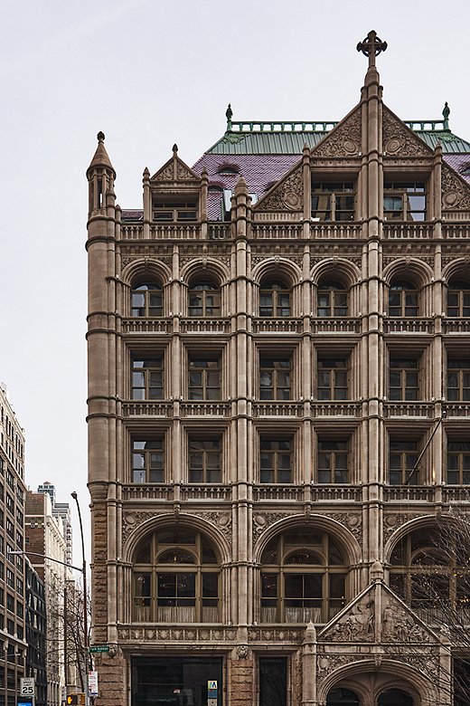 The building was built in 1894 as a mission house. The architects maintained the Flemish Revival facade while updating the interior to complement the contemporary photography exhibited inside.
