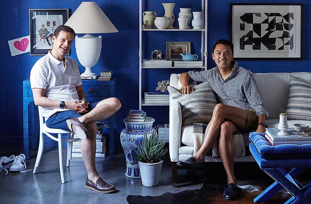 Photographer-stylist duo Ben Reynaert and Manuel Rodriguez fit right into their stylish, laid-back room.
